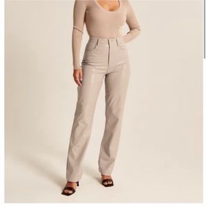 NWT Abercrombie Curve Love Vegan Leather High Waist 90’s Straight Leg Pants